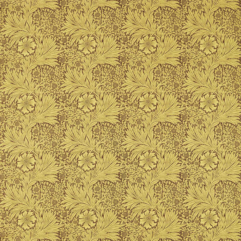 Marigold Fabric, Summer Yellow/Chocolate
