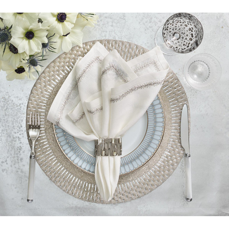 Jardin Napkin, White/Silver