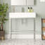 Ceramic White Rectangular Single Faucet Hole 32 in Console Bathroom Sink with Overflow-104737976
