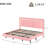 Floating Bed Frame with Smart LED Lights, Faux Leather Upholstered Platform Bed with Diamond PU Headboard-1552082498-1552082499