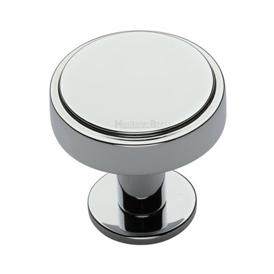 Heritage Brass Cabinet Knob Stepped Disc Design with Rose