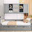 Lit de jour gris avec lit gigogne simple, tablette d'armoire, construction solide en bois pleine grandeur et tablette, construction élégante-420309658