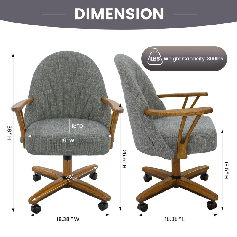 Swivel-Tilt Caster Casual Dining Chair in Fonzo Marble with Walnut, Medium Wood