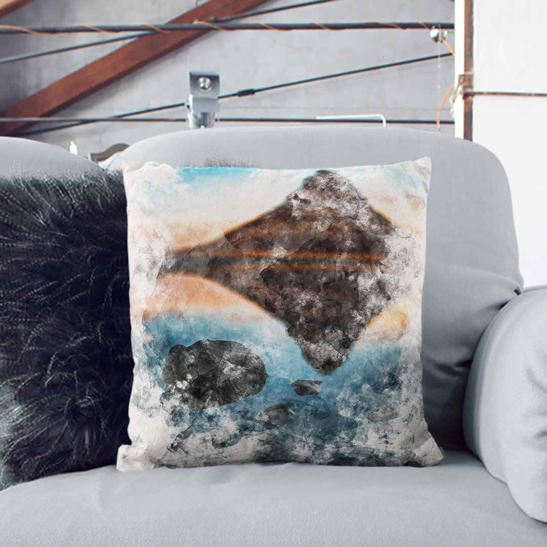 Kirkjufell Mountain in Iceland Watercolour Cushion with Filling
