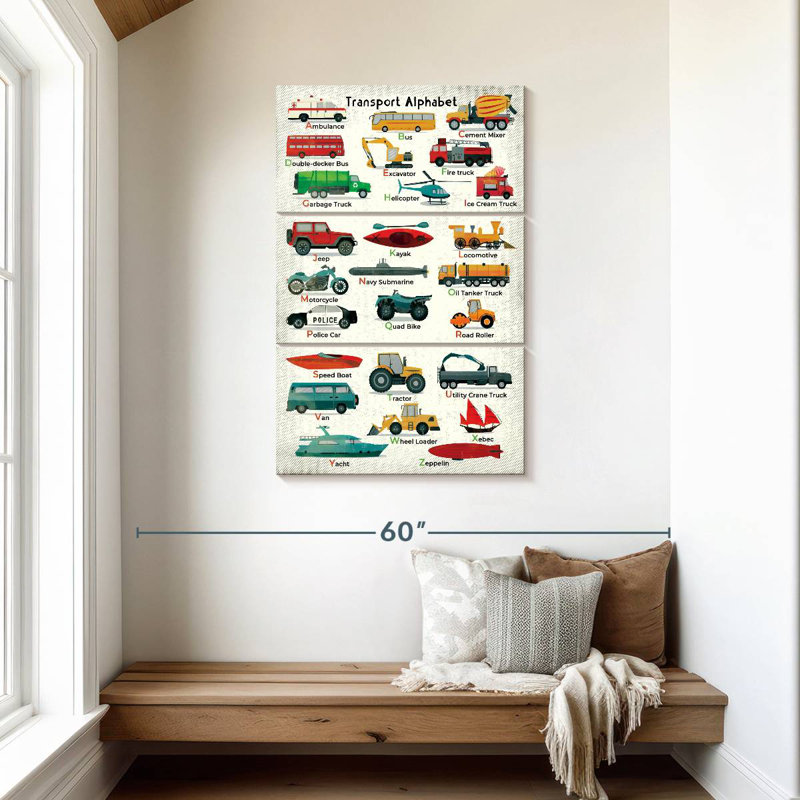 Ashelle Transport Alphabet Kids' Chart, 45" H x 28" W