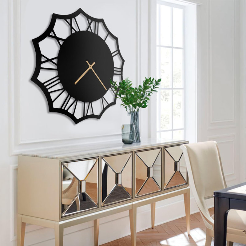 Metal Wall Clock, Black, 30" W x 30" H