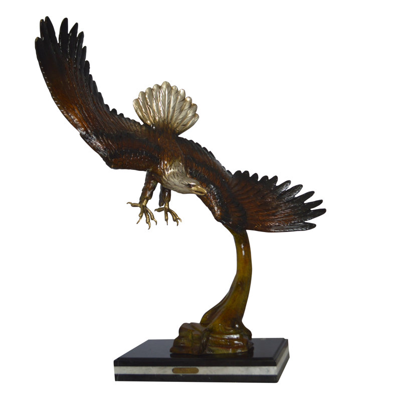 Statue aigle en bronze par Aribu - Taille: L 16 po x l 7 po x H 20 po.