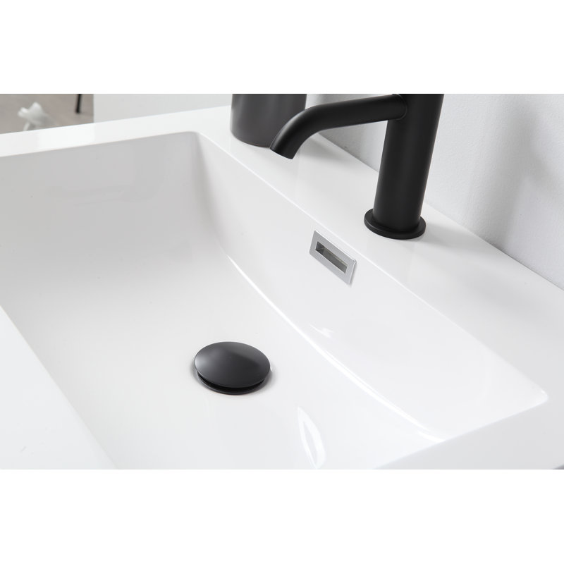 Ensemble de meuble-lavabo simple 24 po avec plateau en acrylique Armande, Gris clair