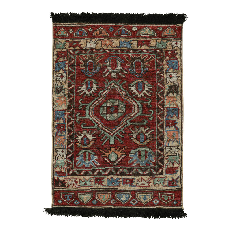 Burano Hand Knotted Wool Geometric Area Rug, Runner 3' x 8'