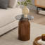 Petite table basse, table centrale ronde avec plateau en verre trempé-1001091270