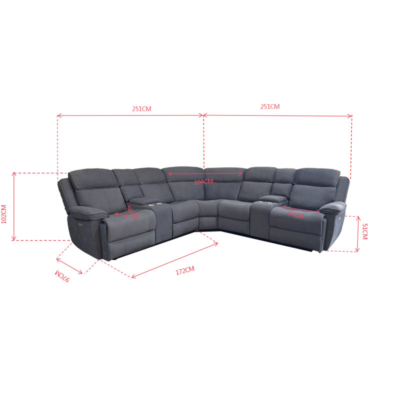 5 Seater Electric Sofa, Grey