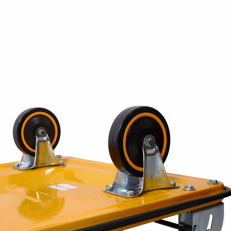 Chariot à plateforme pliable à pousser 660 lb Capacité de poids en noir et jaune, 34.25"H x 35.88"W x 24"D