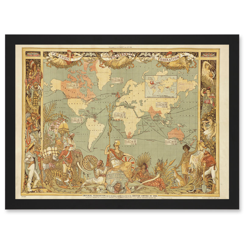 Vintage Maps British Imperial Empire 1886 - Single Picture Frame Print