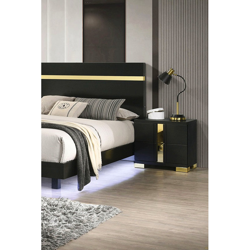 1Pc Nightstand Bracketed Metal Legs Acrylic Trim