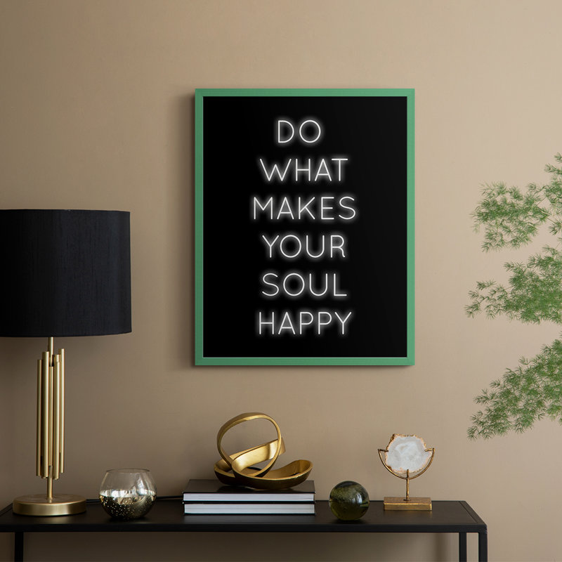 «Soul Happy», reproduction encadrée - bois massif, H 30 po x l 24 po, Vert