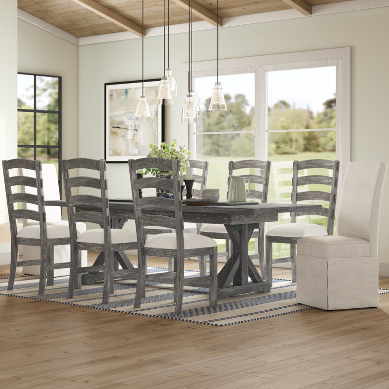Dumfries 8 - Person Solid Wood Top Double Pedestal Dining Set