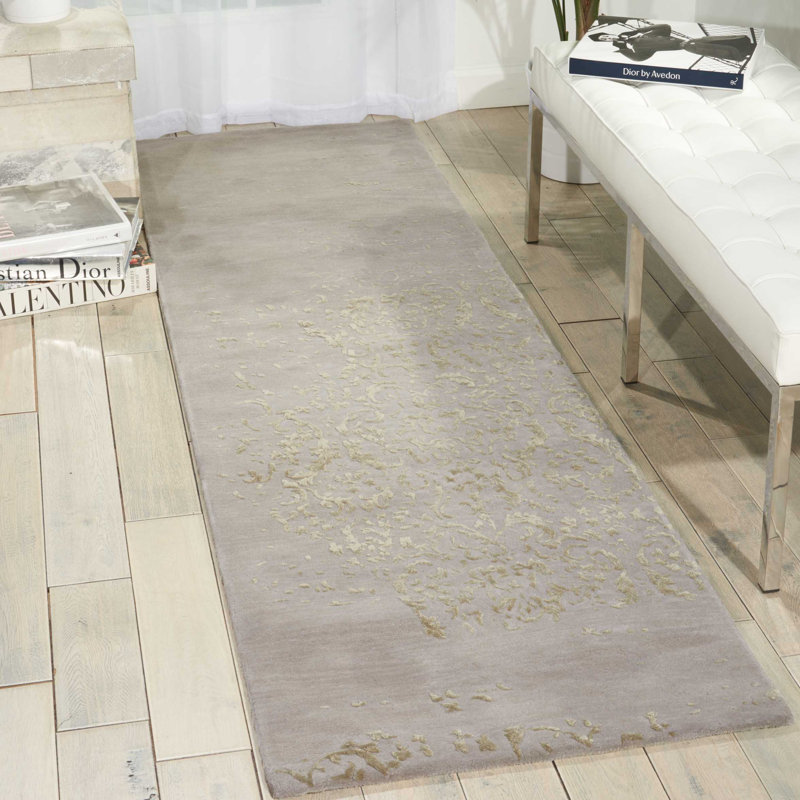 Tapis gris contemporain Paris, Tapis de couloir 2 pi 3 po x 8 pi