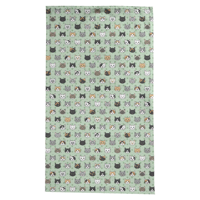 Avicia Kitty Cat Pattern Tablecloth, Green