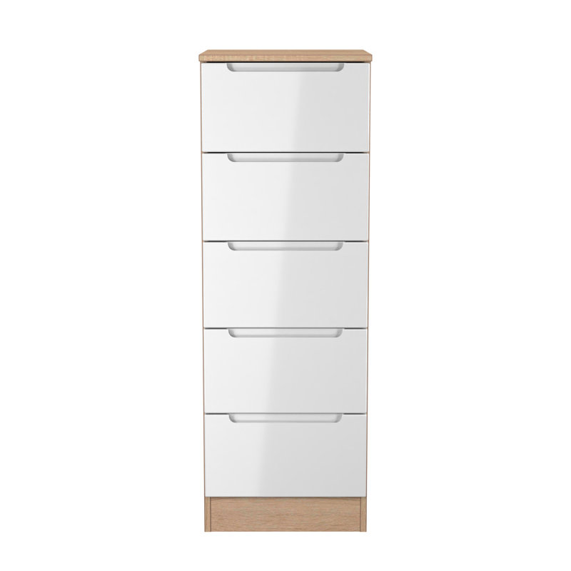 Bisma 37cm W Manufactured Wood Bedside Table, White/Oak