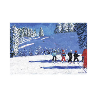 Young Skiers, Morzine, France by Andrew Macara - Wrapped Canvas Painting