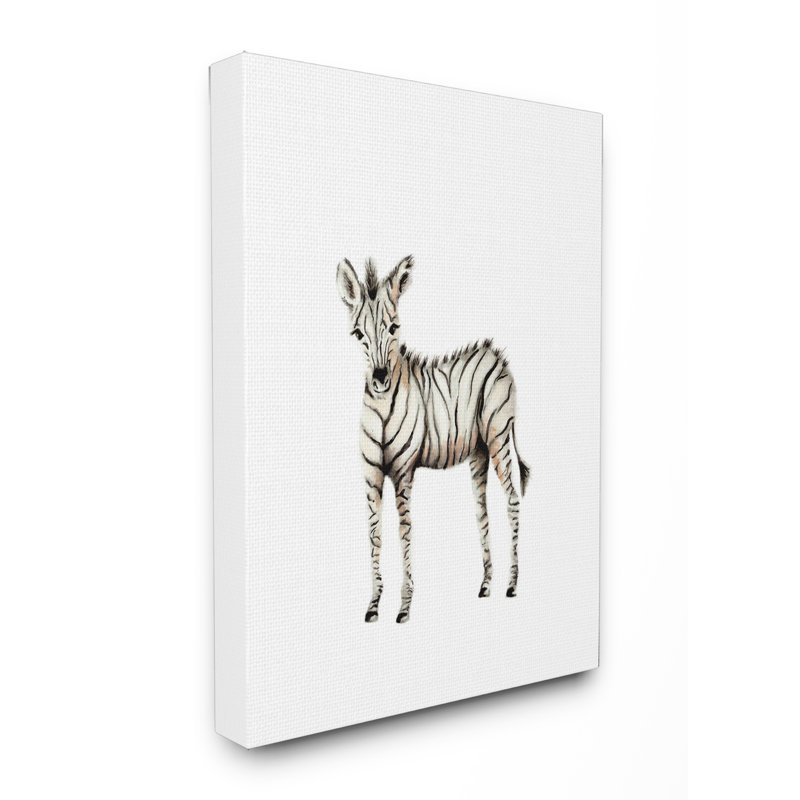 «Baby Zebra Illustration», art mural, Toile tendue, H 30 po x l 24 po