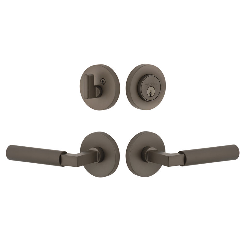 Circolo Contempo Smooth Entry Lever Set with Single Cylinder Deadbolt, Left, Titanium Gray, 2.375"