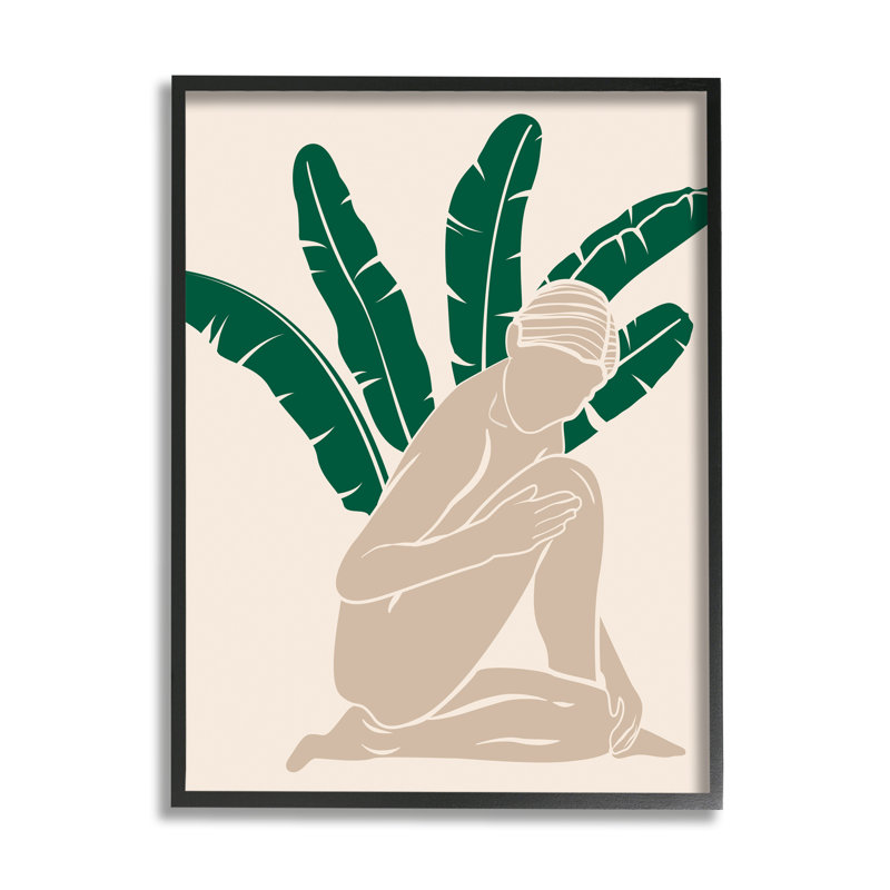 «Modern Boho Botanical Nude» par JJ Design House LLC - impression, Giclée encadrée noir minuit, H 14 po x l 11 po x P 1,5 po