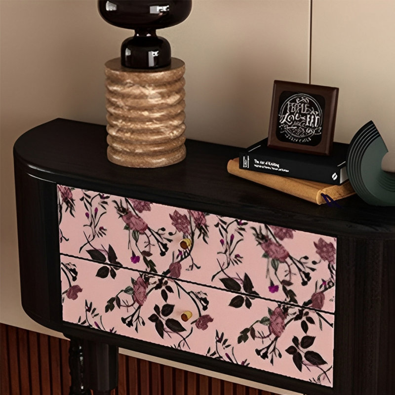 Console rétro élégante avec 2 tiroirs, H 35,43 po x l 39,37 po x P 11,81 po