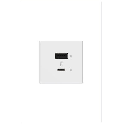 Adorne Full-Size, Hybrid USB Outlet, A/C USB Outlet, Magnesium