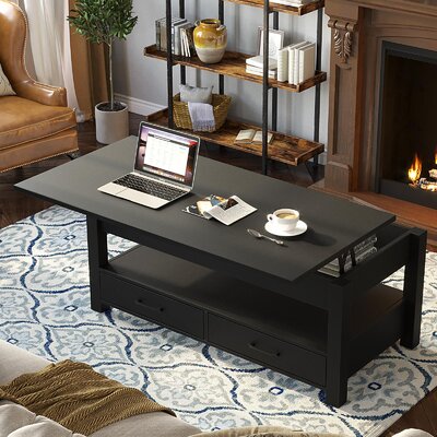 Eoghan Lift Top Coffee Table with 2 Drawers -  Millwood Pines, C604BCB31E8D40C580508BF6EABA274C