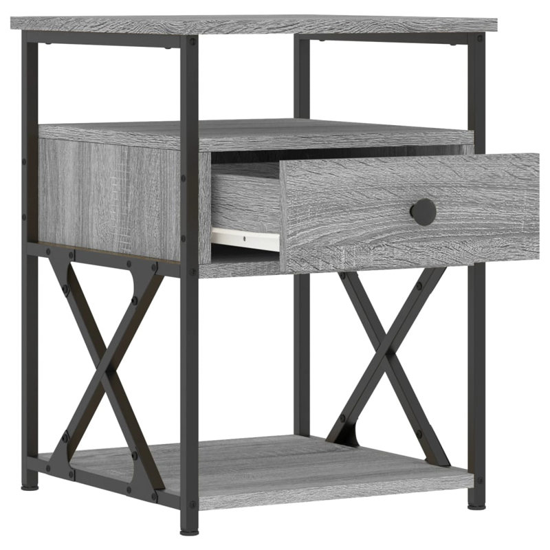 Raimondo 40cm W Iron Bedside Table, Grey Sonoma
