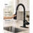 Pull‑Down High‑Arc Single‑Handle Kitchen Sink Faucet with 3‑Function Spray Head and 10‑Inch Deck Plate, Modern Kitchen Faucet,Black-59052245