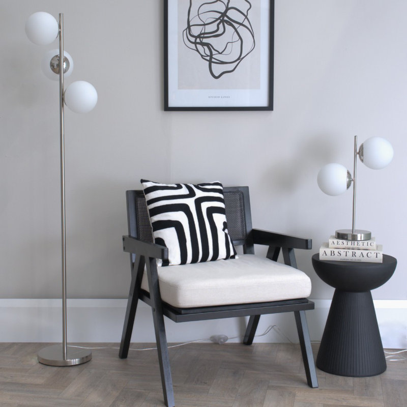 Rifkah 159cm Traditional Floor Lamp, Polished Silver
