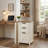 File Cabinet, 3-Drawer Office Storage Cabinet, Adjustable Rail, Modern Farmhouse Printer Stand, White And Brown