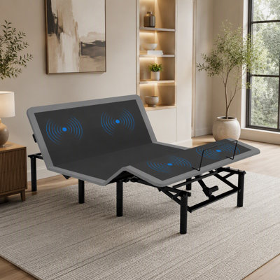 Adjustable Bed Frame with Massage Head & Foot Incline Queen Size Wireless Remote, two types of USB ports: Type-A and Type-C, LED Night Light, 4 Height-Adjustable Legs Easy assembly