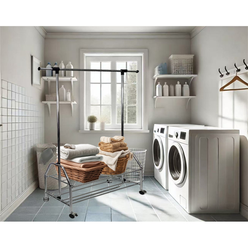 Chrome Metal Clothes Rack Extendable Bar