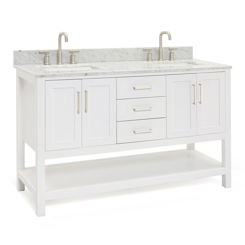 Magnolia Bath Vanity Rectangular Basin S073DCW2R, White, Rectangle ,  73"