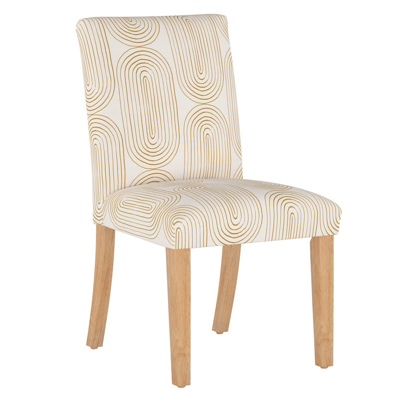 Chaise parsons en coton Sylva, Bois foncé naturel, Moutarde, oblong