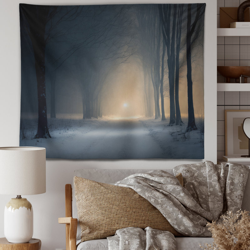 Tapisserie d'hiver en polyester polyester avec des punaises, H 32 po x l 39 po