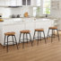 Pittsburgh 24.8"H Industrial Solid Wood Swivel Backless Counter Stools With Metal Base(Set Of 4)