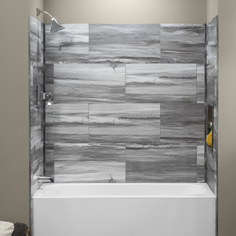 Palisade 25.6 in. x 14.8 in. Tile Shower and Tub Surround Kit, Hermitage Granite