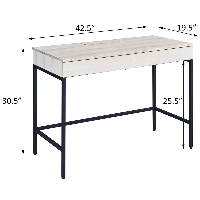 Bureau pour un travail de bureau efficace - 2 tiroirs, mobilier naturel et noir avec tiroirs
