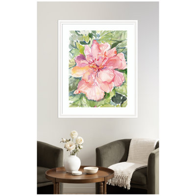 «Pink Hibiscus In Antigua» par Patricia Shaw, reproduction d'art encadrée