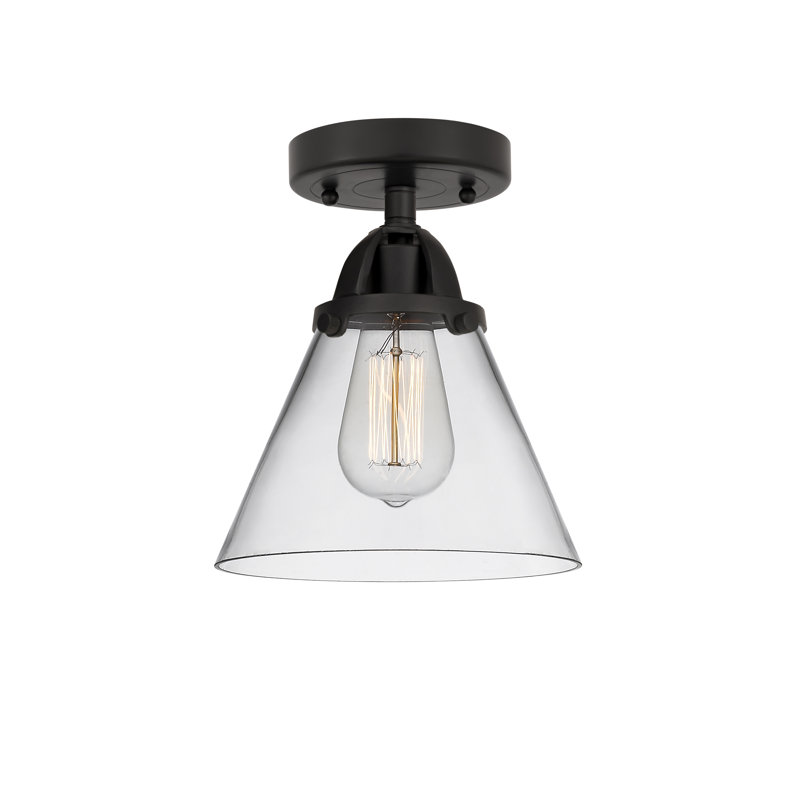 Plafonnier semi-encastré en verre à DEL, H 9,5 po x l 7,75 po x P 7,75 po, Transparent, Noir mat