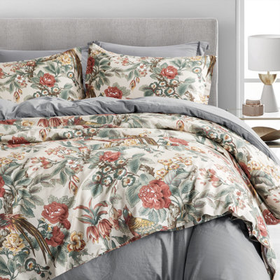Modern & Contemporary Cotton Sateen Floral Duvet Cover