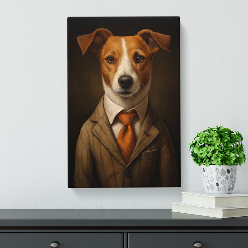 Jack Russell In A Suit - Print, 50cm H x 35cm W x 3cm D