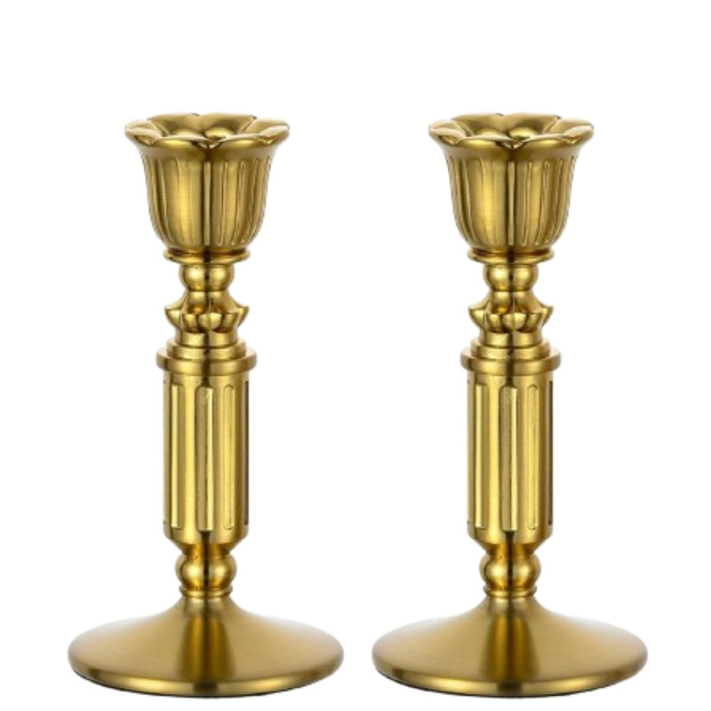 Ensemble de porte-bougies 5,5 "en laiton doré 5,5"
