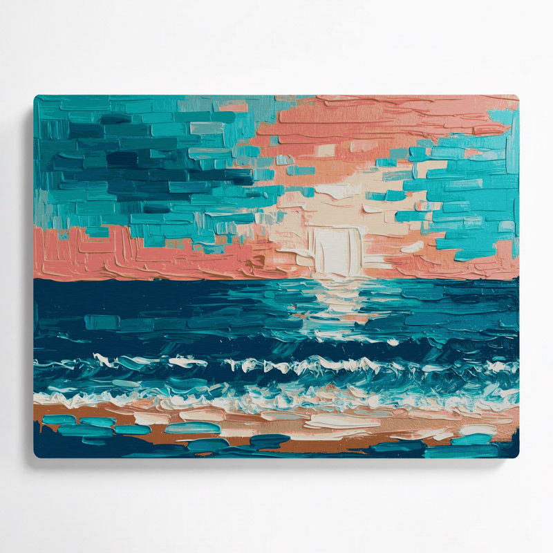 «Coastal Beach Pixels», art mural en métal bleu, H 24 po x l 36 po