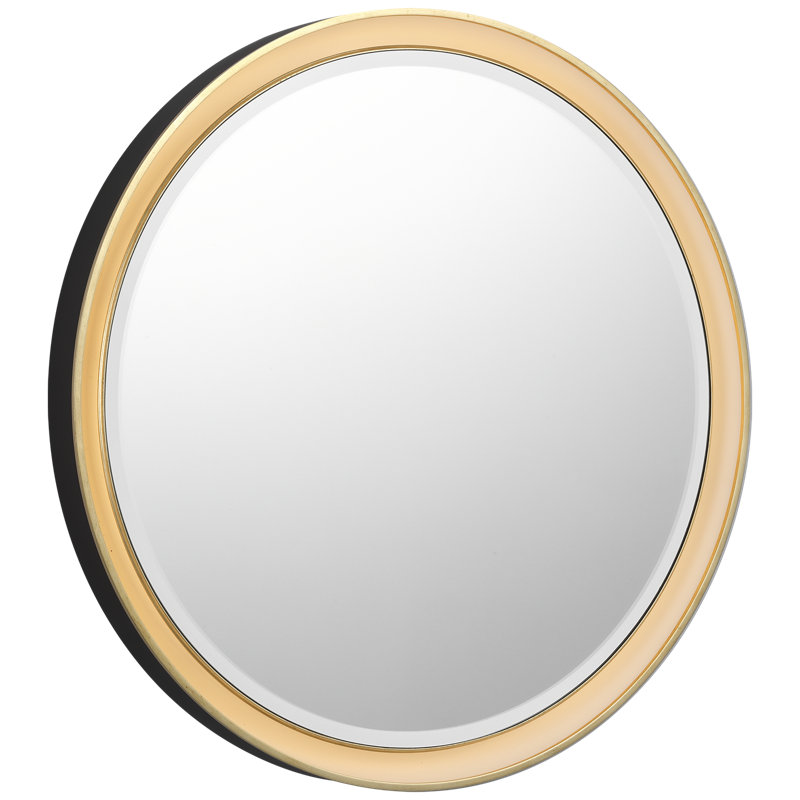 Tricia Illuminated Round Mirror, 30" x 30", Modern Iron/Gild