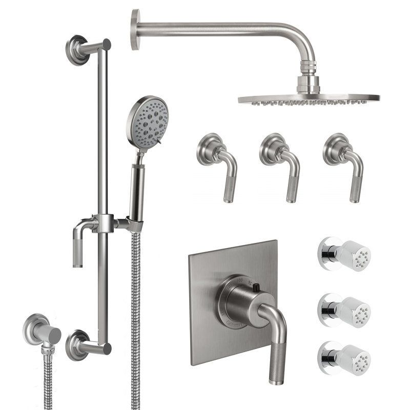 Descanso 1.8-Gpm Styletherm 0.75-Inch Thermostatic Body Spray Handshower On Slide Bar And Showerhead Shower System